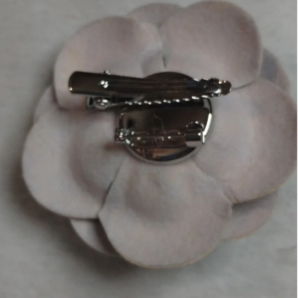 Silver Metallic Camellia Flower Brooch Pin and Hair Clip Floral Accessory‎